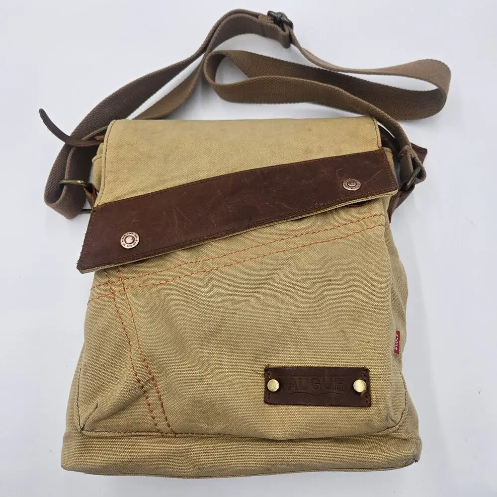 Augur Strauss Mustard Canvas Shoulder Messenger Medium Bag Multipurpose Travel